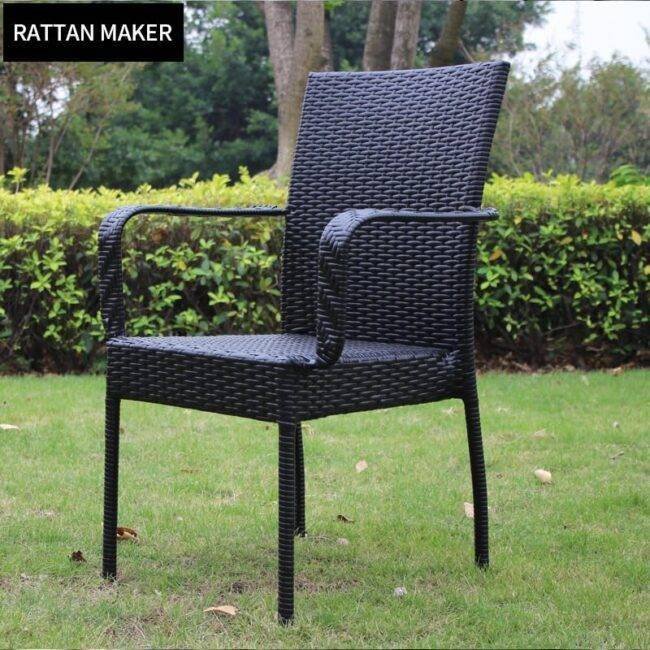 5PCS Rattan & Wicker Dining Set (Black/Turquoise) - Image 3