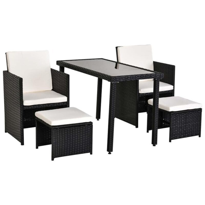 DEVOKO 5PCS Outdoor Rattan Wicker Furniture Set (Black and White) - Image 3