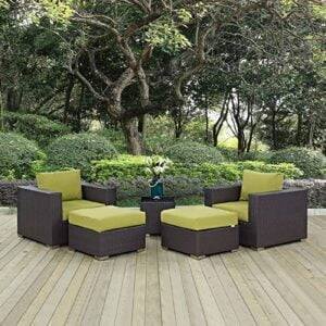5-Piece Devoko Patio Conversation Set: Dark Brown & Green