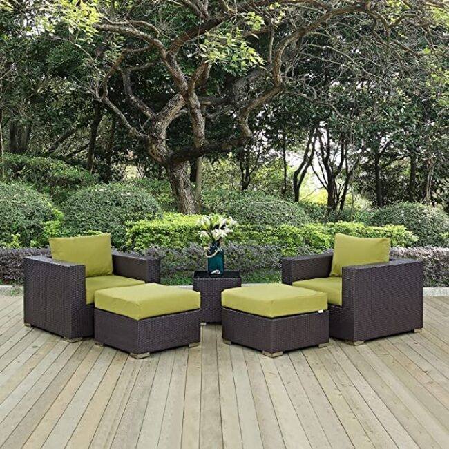 5-Piece Devoko Patio Conversation Set: Dark Brown & Green - Image 6