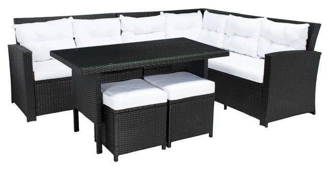 5-Piece Wicker Patio Conversation Set (Black/White) - Image 6