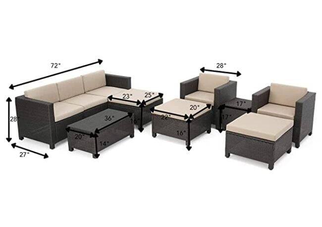 DEVOKO 8-Piece Outdoor Wicker Conversation Sofa Set (Dark Brown & Cream) - Image 2