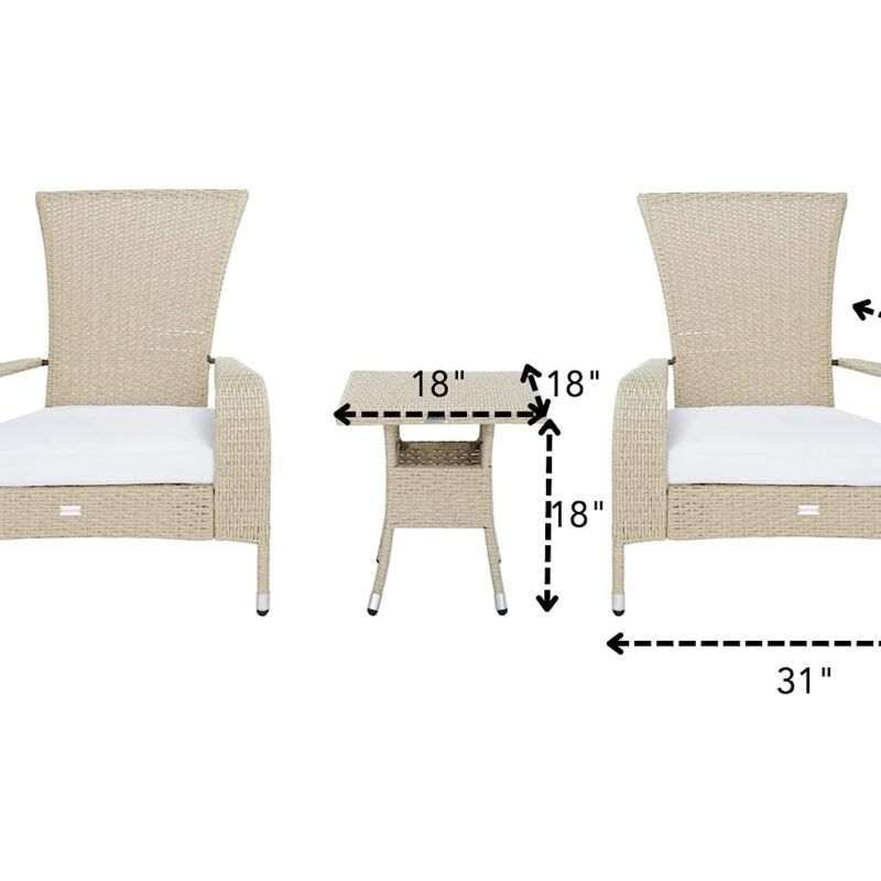 Wicker Lounge Chair (Beige/White) - Image 2