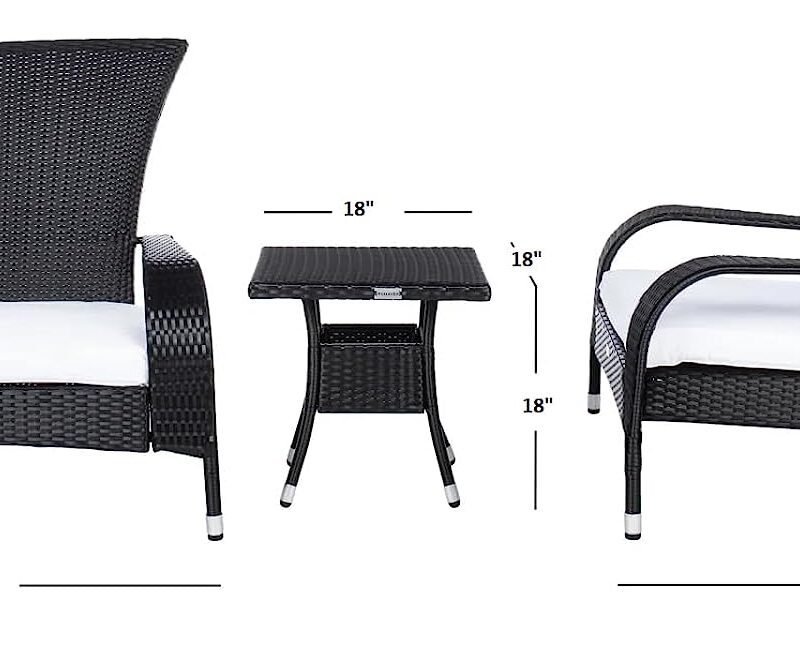 Wicker Lounge Chair (Black/White) - Image 2