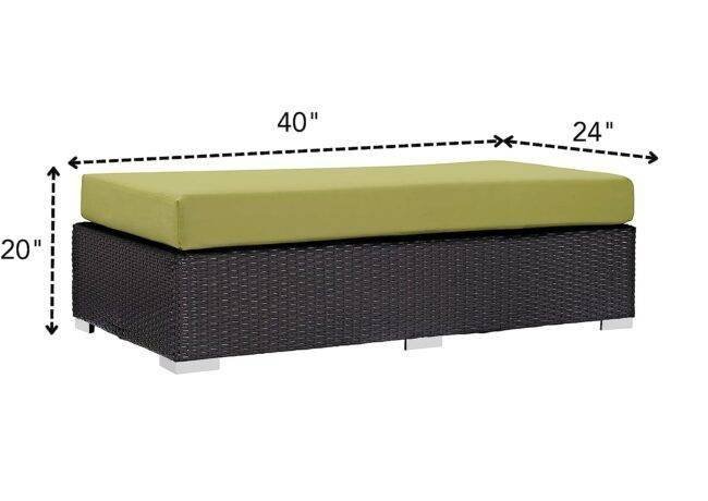 DEVOKO Wicker Rattan Patio Ottoman (Dark Brown/Green) - Image 2