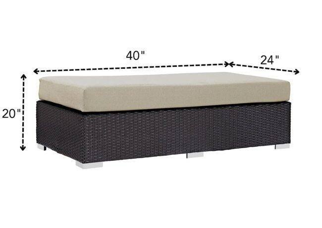 DEVOKO Wicker Rattan Patio Ottoman (Dark Brown/Beige) - Image 2