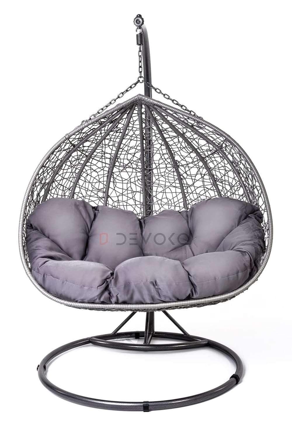 Double Seater Rattan & Wicker Swing (Grey)