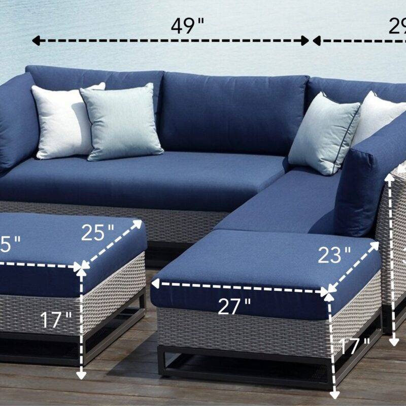 4pc L Shape Conversation Set (Grey/Navy Blue) - Image 2