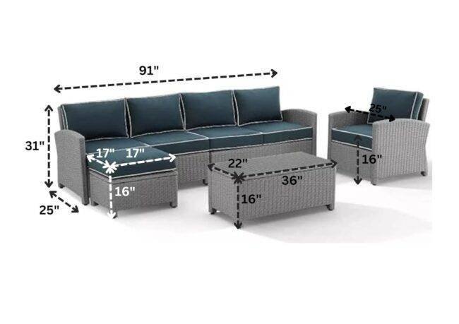 DEVOKO Outdoor Sectional Sofa Set - Grey & Navy Blue - Image 2