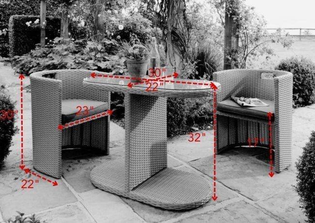 DEVOKO 3 Piece patio Furniture Set For Outdoor (Grey) - Image 2