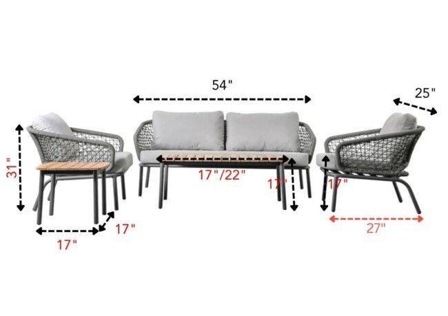 DEVOKO Bistro Loveseat Set (Grey) - Image 2