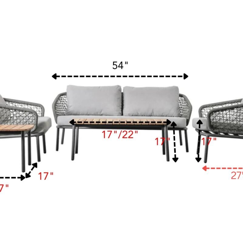 DEVOKO Bistro Loveseat Set (Grey) - Image 2