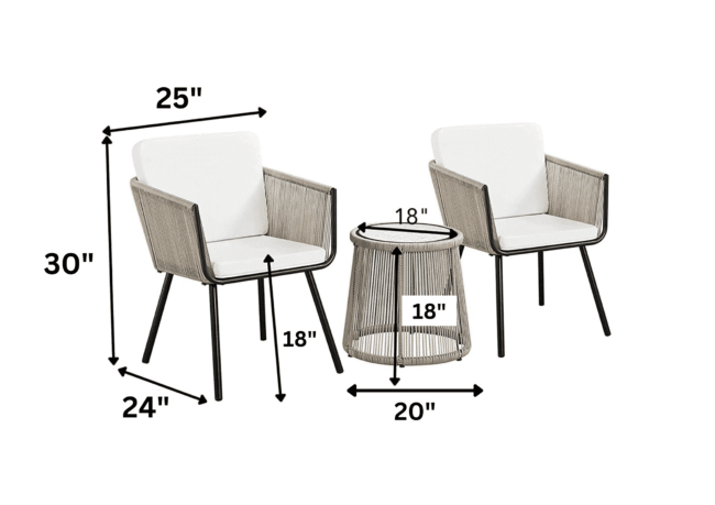 3-Piece Devoko Patio Furniture Set - Beige & White - Image 2