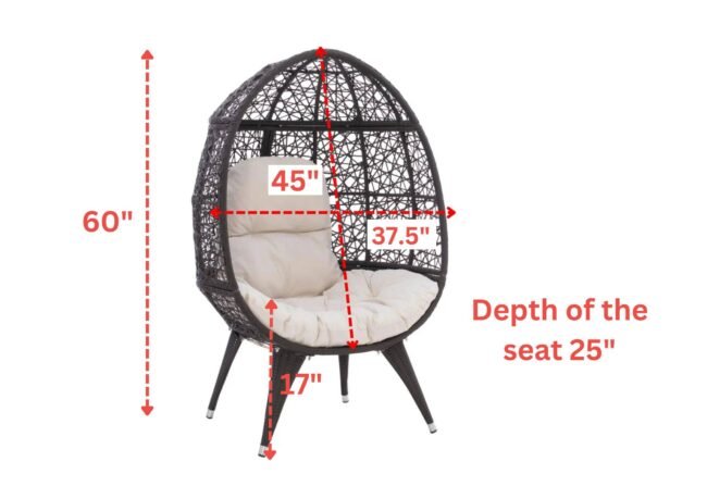 DEVOKO Wicker Egg Chair (Dark Brown/White) - Image 2