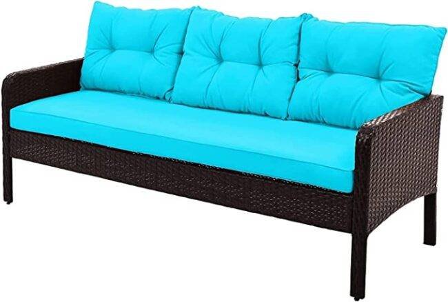 DEVOKO 6-Piece Outdoor Patio Conversation Set - Dark Brown & SkyBlue - Image 3