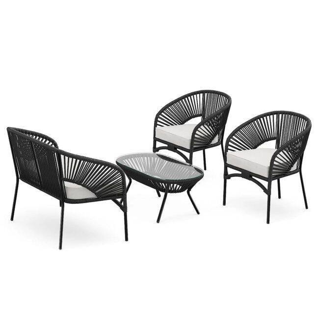 4PCS Rope Furniture Set (Black/White) - Image 4