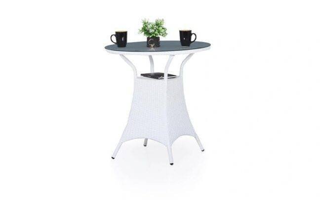 Small Outdoor Wicker Bistro Set (White) - Image 5