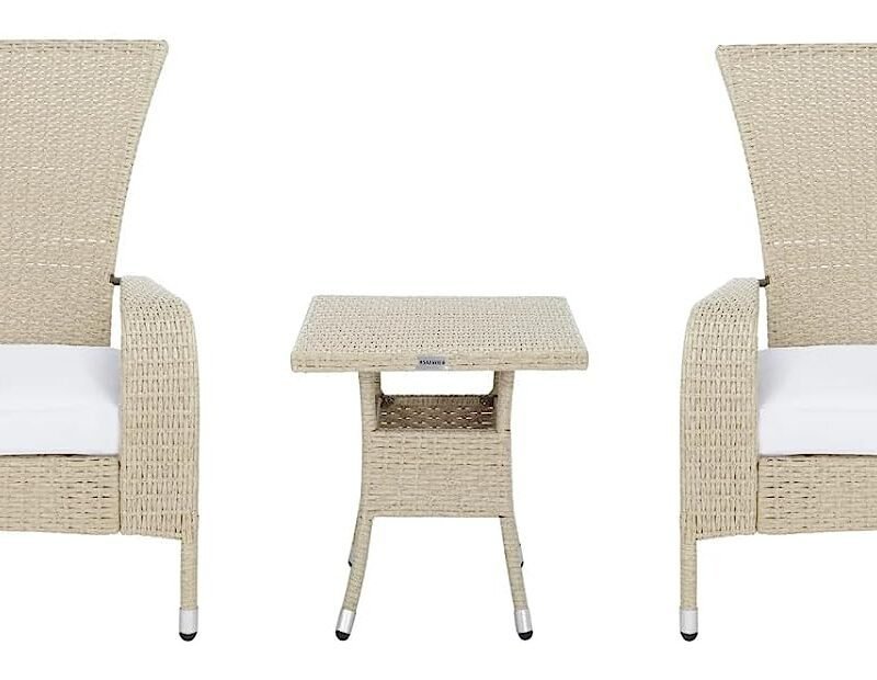 Wicker Lounge Chair (Beige/White) - Image 3