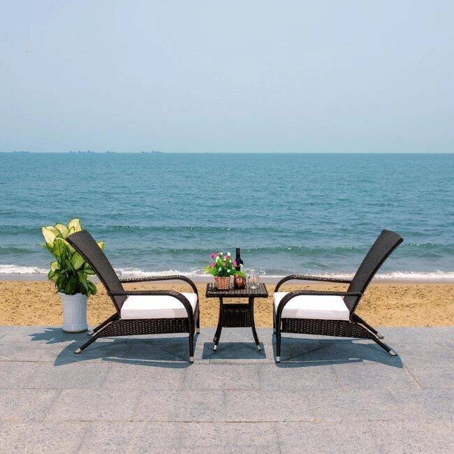 Wicker Lounge Chair (Black/White) - Image 3