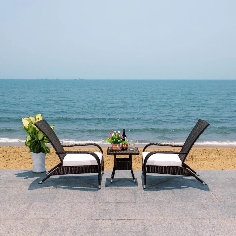 Wicker Lounge Chair (Black/White) - Image 3