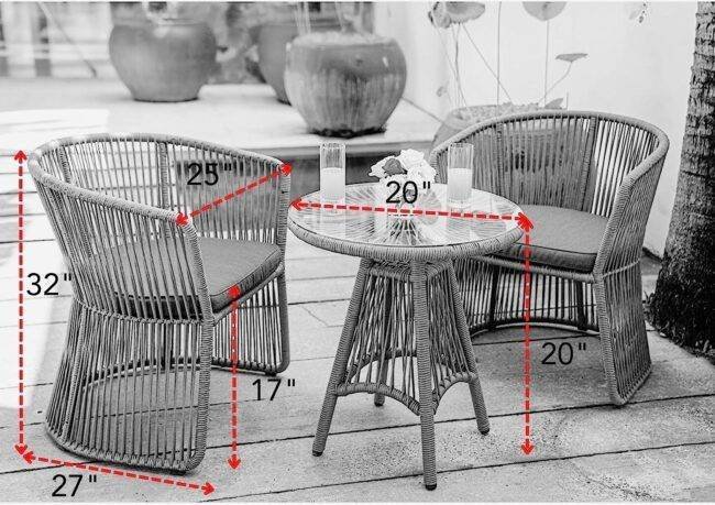 Patio Bistro Set (Grey) - Image 3