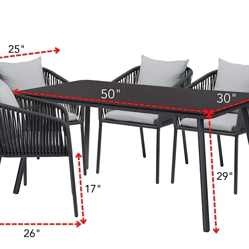 Rope Outdoor Dining Set (Dark Gray/Grey) Table Top: Without glass - Image 3