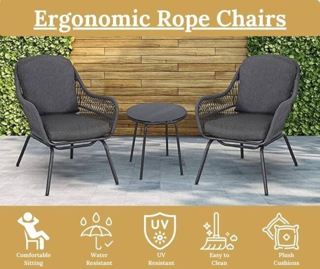 3-Piece Outdoor Conversation Set – Dark Grey - Image 6