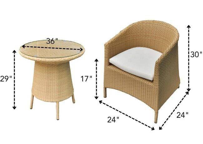 5 Piece Rattan Patio Conversation Set (Beige/White) - Image 2