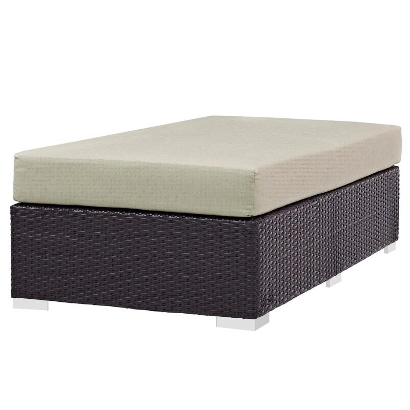 DEVOKO Wicker Rattan Patio Ottoman (Dark Brown/Beige) - Image 3