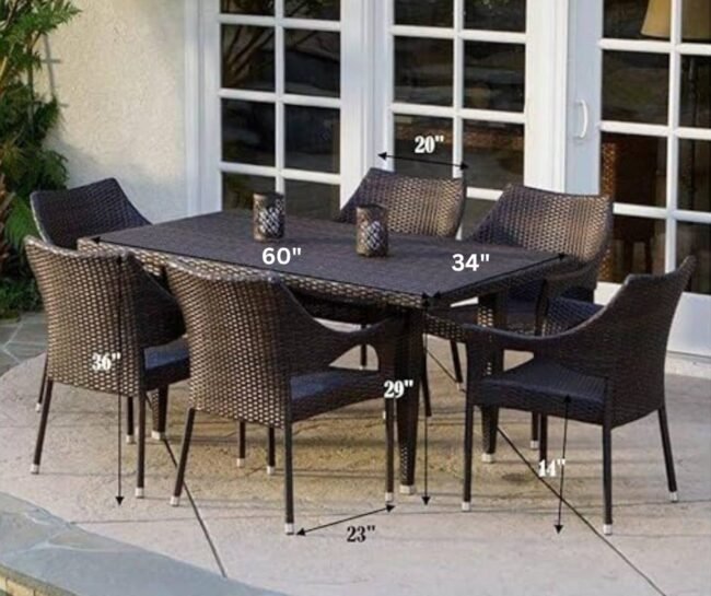 7-Piece Rattan Patio Dining Set: Outdoor Conversation Set (Dark Brown Wicker) - Image 2