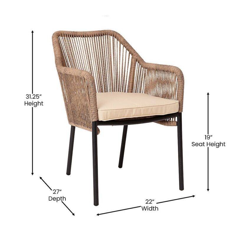 2pc Patio Rope Chair Set (Beige/Cream) - Image 3