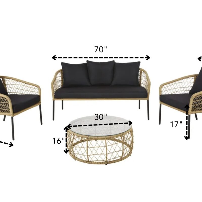 DEVOKO Patio Conversation Set (Beige/Black) - Image 3