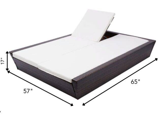 DEVOKO Outdoor Rattan Wicker Daybed (Dark Brown & White) - Image 2