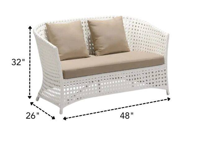 DEVOKO 4 Pcs Conversation Set for Balcony, Terrace, Apartment (White & Beige) - Image 2