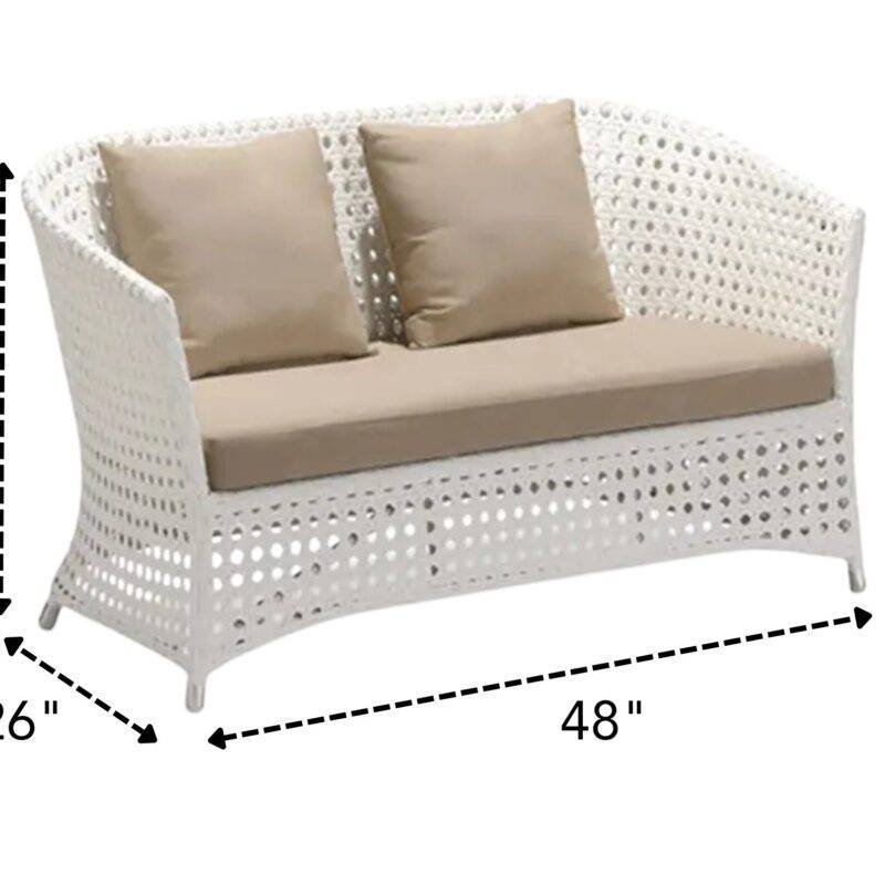 DEVOKO 4 Pcs Conversation Set for Balcony, Terrace, Apartment (White & Beige) - Image 2