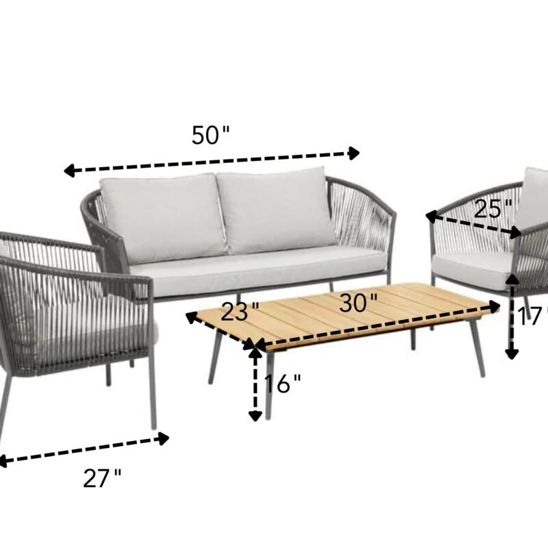 DEVOKO Outdoor Patio Sofa Set (Grey & Light Grey) - Image 3