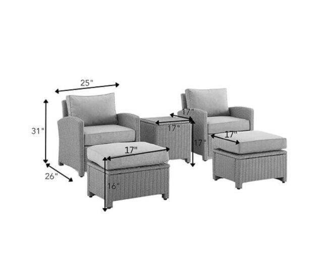 Devoko 5-Piece Patio Furniture Set - Silver/Grey - Image 2