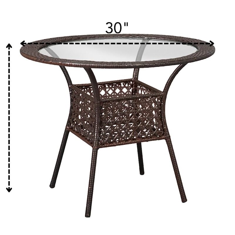 5 Piece Wicker Conversation Set (Dark Brown) - Image 3