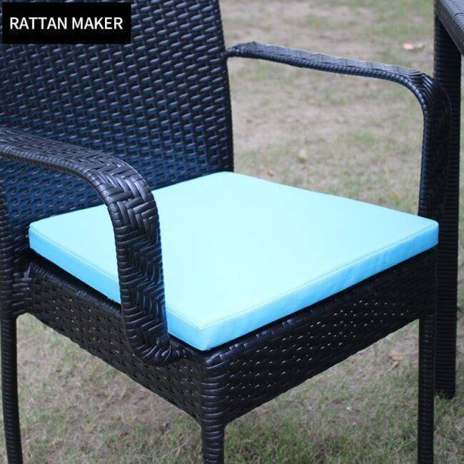 5PCS Rattan & Wicker Dining Set (Black/Turquoise) - Image 4