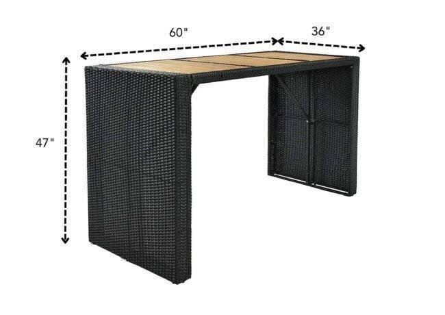 DEVOKO 7-Piece Outdoor Patio Rattan Bar Set (Black and Cream) - Image 3