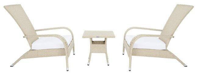 Wicker Lounge Chair (Beige/White) - Image 4