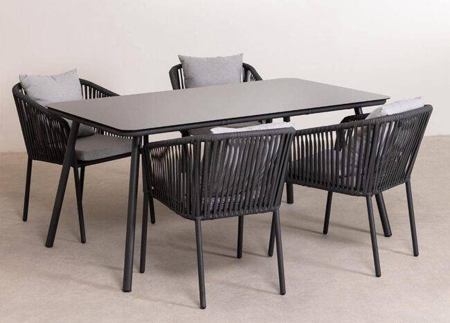Rope Outdoor Dining Set (Dark Gray/Grey) Table Top: Without glass - Image 4