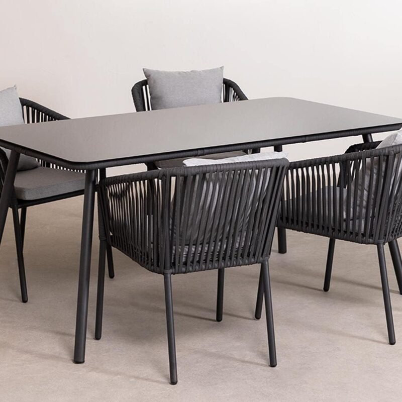 Rope Outdoor Dining Set (Dark Gray/Grey) Table Top: Without glass - Image 4