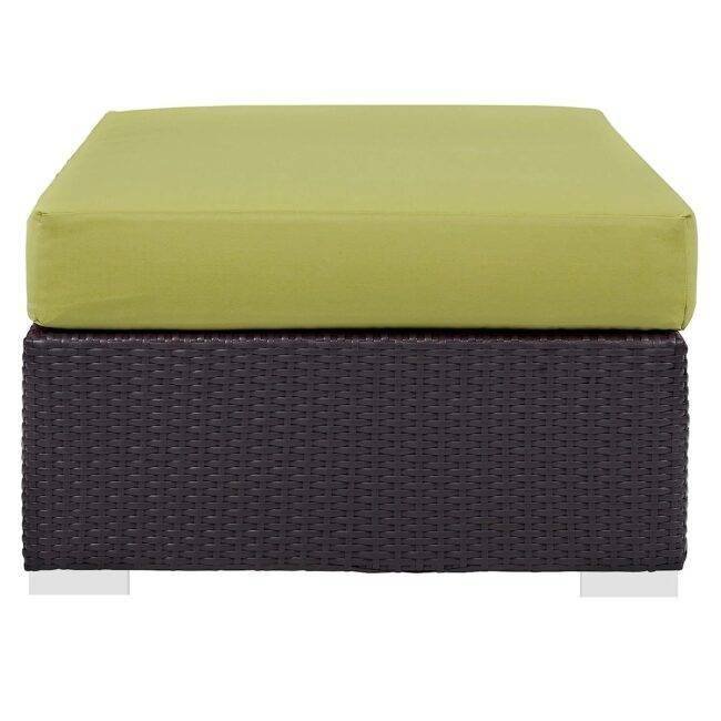 DEVOKO Wicker Rattan Patio Ottoman (Dark Brown/Green) - Image 4