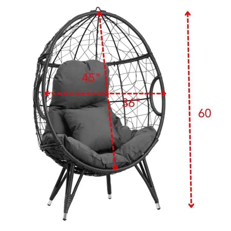 DEVOKO Wicker Egg Chair (Grey) - Image 2