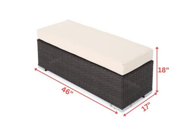 DEVOKO 2 Seater Rattan Garden Bench with Cushion (Dark Brown/Cream) - Image 2