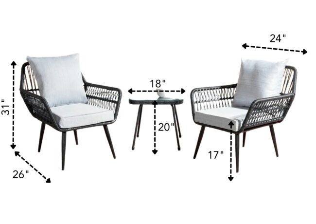 3pc Rope Patio Set (Black/Grey) - Image 2