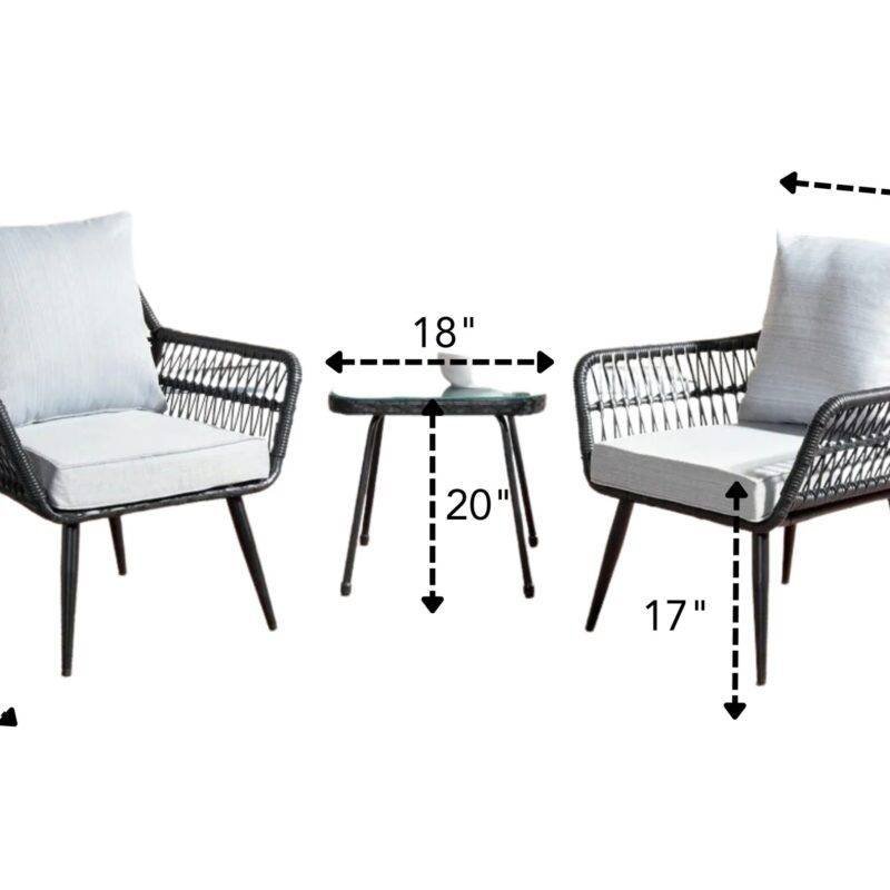 3pc Rope Patio Set (Black/Grey) - Image 2