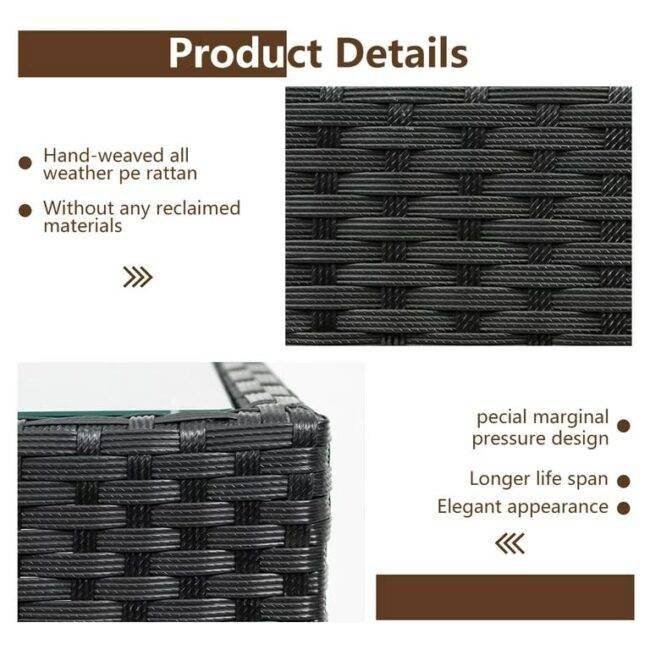 7 Piece Wicker Bar Set (Black/White) - Image 4