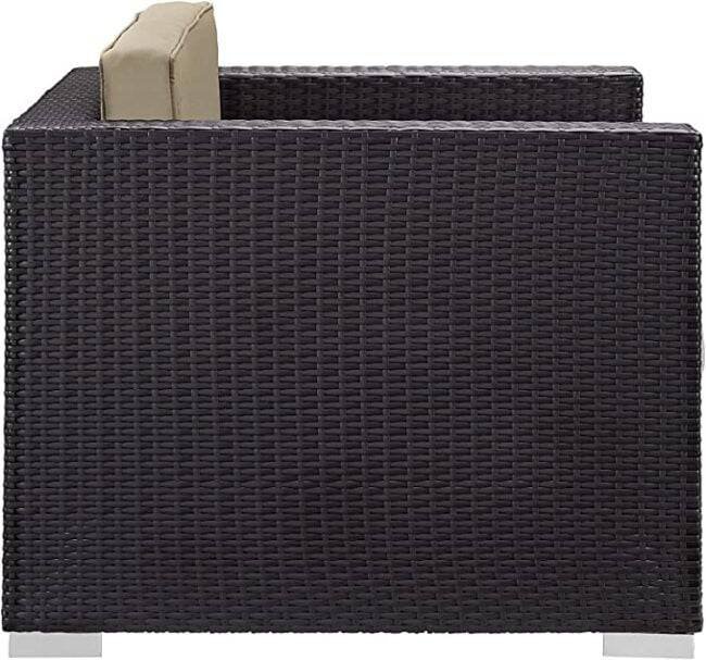 DEVOKO 5-Piece Outdoor Patio Sofa Set with Table & Ottomans - Dark Brown & Beige - Image 3